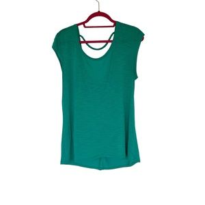 Aerie Women’s Real Soft Green T Shirt Sz L Bow Braid Accent